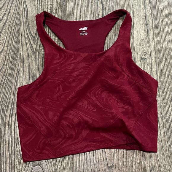 AVIA Womens Sports Bra Scoop Neck Racerback Pullover Stretch Maroon Small - Picture 1 of 4
